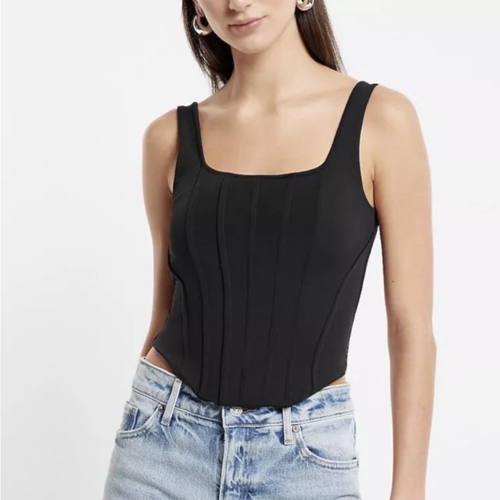 NWT Express Body Contour Faux Leather Corset Cropped Tank